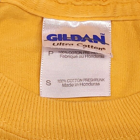 Gildan Baylor Casual Long Sleeve Graphic T-Shirt Mens Size S Yellow White - Picture 3 of 8